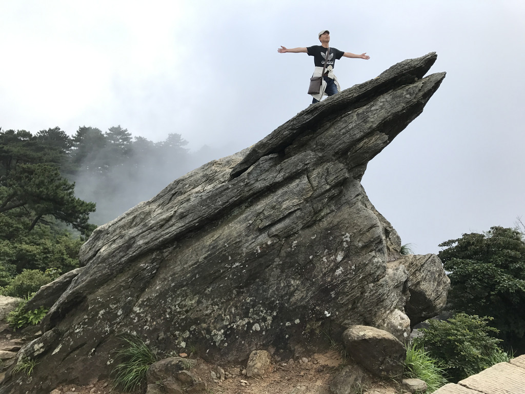 庐山之巅，独峰现人影，探秘神秘的嶙峋山峰